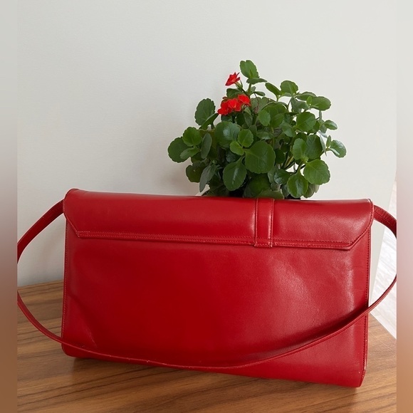 VINTAGE Red Envelope Style Shoulder Bag Clutch Bag Day to Night Business Office - Picture 4 of 16